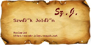 Szvák Jolán névjegykártya