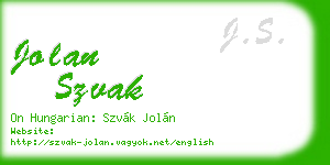 jolan szvak business card