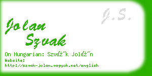 jolan szvak business card
